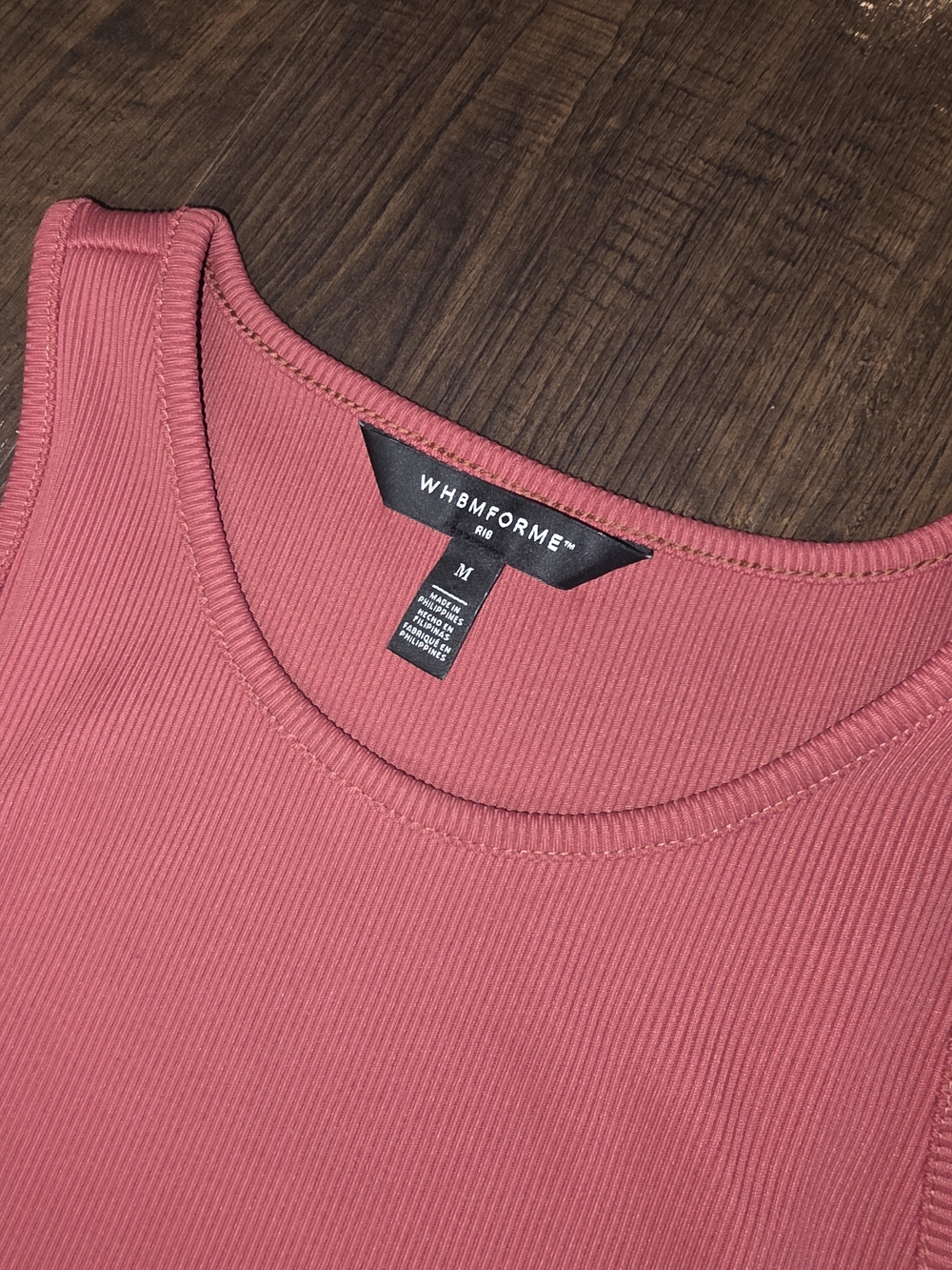WHBM FORME Ribbed Tank Top | Medium | Dusty Rose - Picture 5 of 5